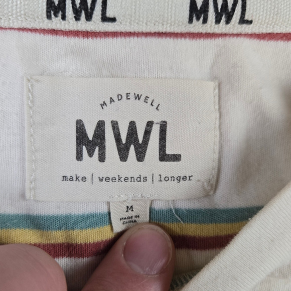 Madewell Ivory Retro Striped Sleeveless Crewneck Breeze Muscle Tank Size Medium - Picture 4 of 7